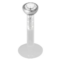 Hopeinen push-fit labret kirkkaalla kristallilla valkoisella taustalla