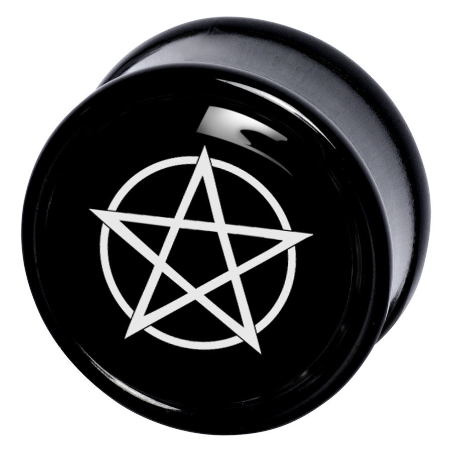 Wildcat Pentagrammi Plug Musta Musta plugi, jossa valkoinen pentagrammi neutraalilla taustalla