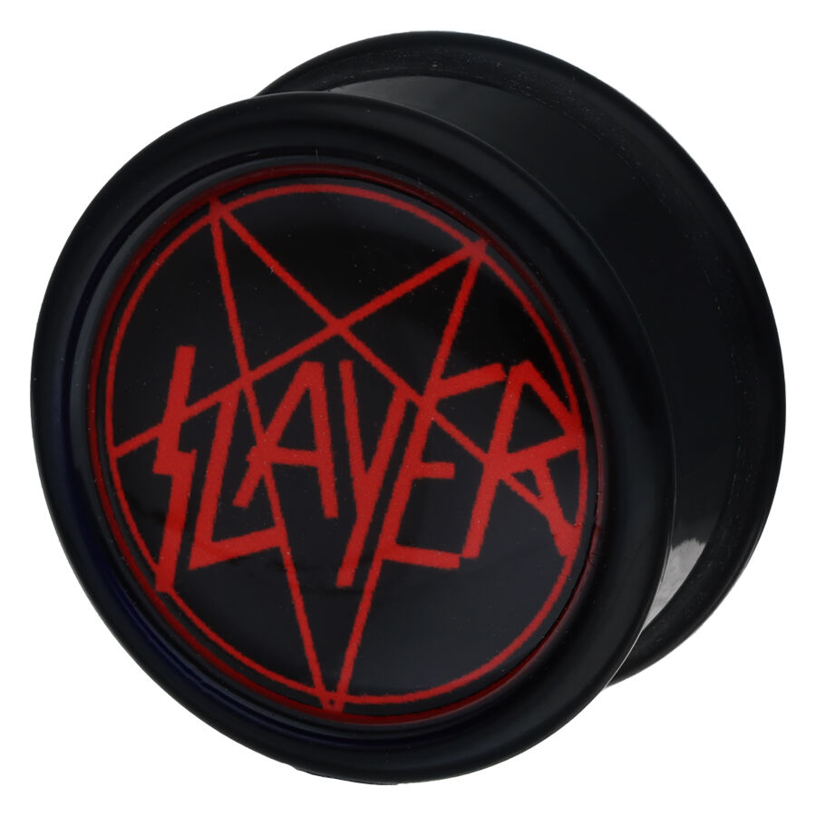 Slayer Penta Logo Plug Musta Punainen Musta plugi, jossa punainen Slayer Penta -logo valkoisella taustalla