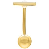 Kultainen Micro Bananabell -lävistys 1,6mm Kultainen Bananabell-lävistys, paksuus 1,6 mm, pituus 12,0 mm, valkoisella taustalla