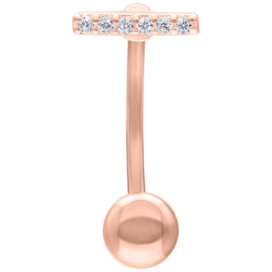 Rosékultainen Micro Bananabell kristalleilla valkoisella taustalla