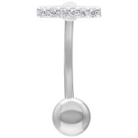 Crystal Bar Micro Bananabell hopeassa Hopeinen Micro Bananabell kristalleilla valkoisella taustalla