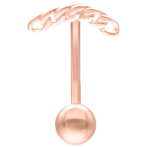 Rosékultainen Micro Bananabell ketjurakenteella, 1,2 mm paksuus, 8,0 mm pituus