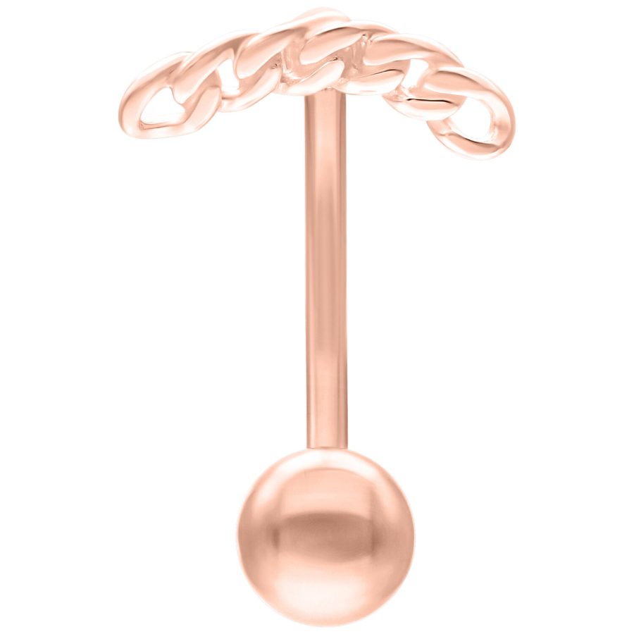 Rosékultainen Micro Bananabell ketjurakenteella, 1,2 mm paksuus, 8,0 mm pituus