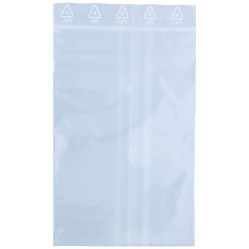 Läpinäkyvä LDPE-suljettava pussi, 80x120 mm, valkoisella taustalla