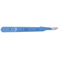 Steriloitu kertakäyttöveitsi Fig. 10, Sininen Sininen, steriloitu kertakäyttöveitsi Fig. 10 valkoisella taustalla