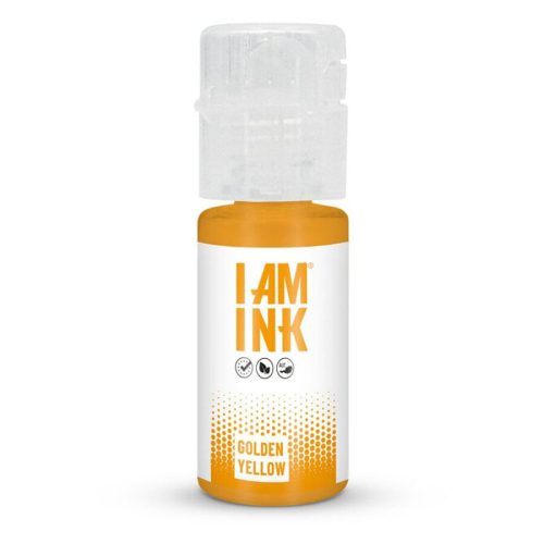 I AM INK Tatuointiväri Golden Yellow -pullo valkoisella taustalla