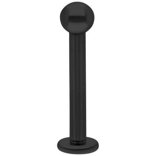Musta kiiltävä titaaninen labret 4mm pallolla valkoisella taustalla