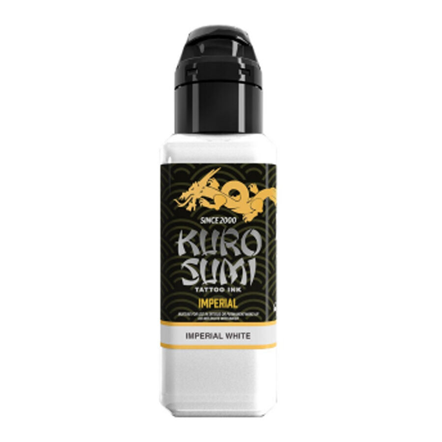 Kuro Sumi Valkoinen Tatuointimuste 88 ml Pullo Valkoinen Kuro Sumi tatuointimuste 88 ml pullossa valkoisella taustalla