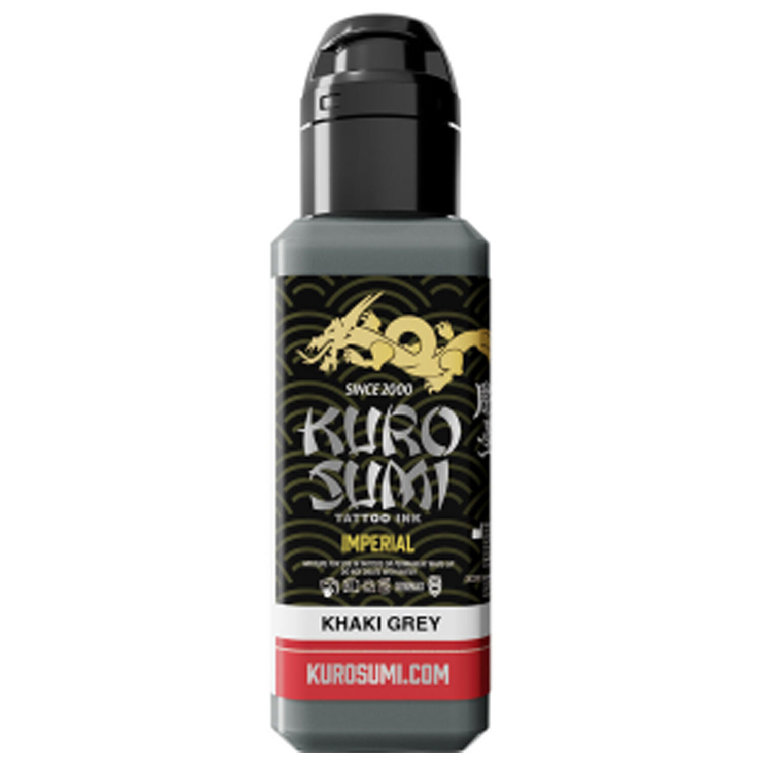 Kuro Sumi Imperial Tatuointiväri Khaki Harmaa Kuro Sumi Imperial tatuointiväripullo Khaki Harmaa valkoisella taustalla