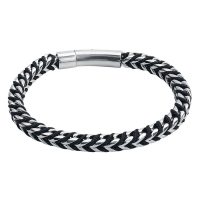 Musta ja hopeinen rannekoru nylonista ja kirurginteräksestä 316L