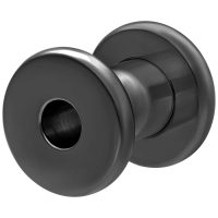 Musta kirurginteräksinen flesh-tunneli 316L valkoisella taustalla