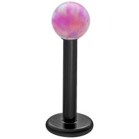 Bubble Gum Opal Labret 5,0 mm Musta Musta labret Bubble Gum Opal -pallolla valkoisella taustalla