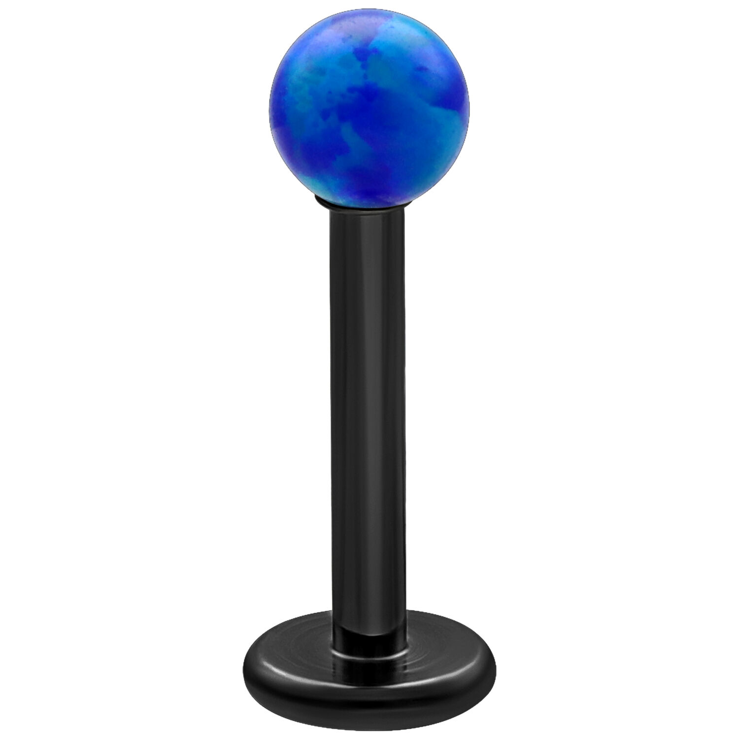Tummansininen Opali Labret 5,0 mm Tummansininen synteettinen opali labret mustalla varrella