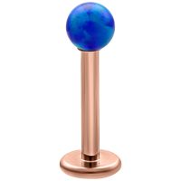Tummansininen opaali labret 5mm ruusukulta Tummansininen opaali pallo labret ruusukultaisella titaanitangolla, studiotausta