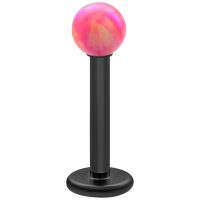 Labret, jossa Light Hot Pink Opal pallo, 5 mm Musta titaani labret, jossa 5 mm Light Hot Pink Opal pallo valkoisella taustalla