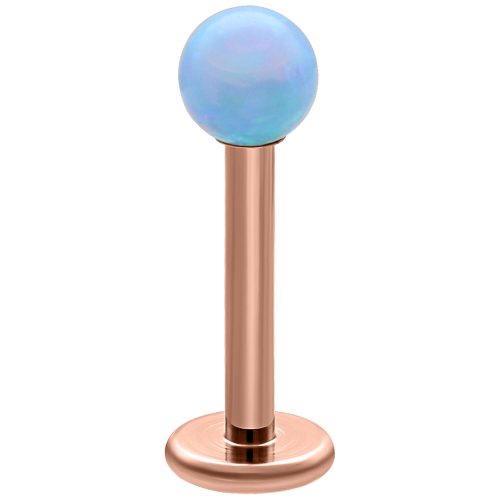 Vaaleansininen opali-labret ruusukultaisella titaanitangolla, 5,0 mm pitkä