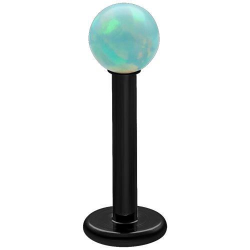 Musta titaani labret mintunvihreällä opaalilla, 5 mm pituus