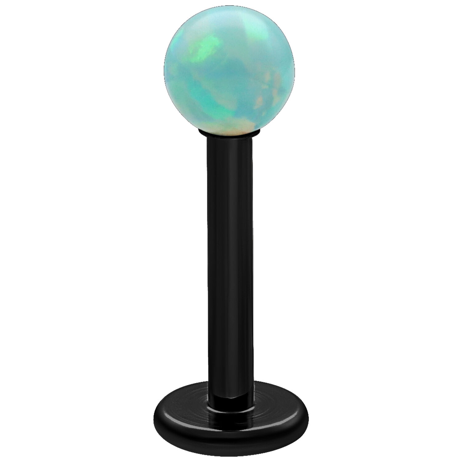 Mintunvihreä opaali labret 5 mm Musta titaani labret mintunvihreällä opaalilla, 5 mm pituus