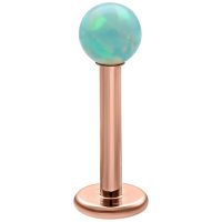 Mintunvihreä Opal Pallo Micro Labret 5,0 mm Mintunvihreä synteettinen opali ruusukultaisessa labretissa ulkokierteellä