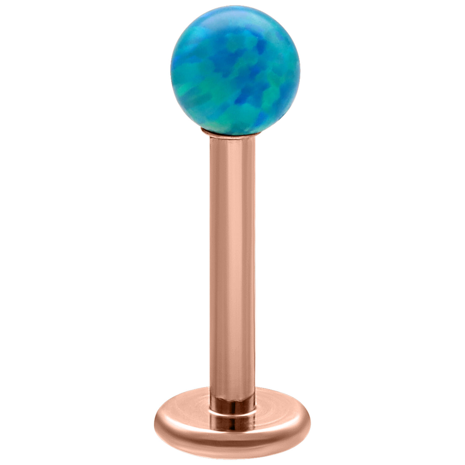 Laivastonsininen Opali Labret -koru 5 mm Laivastonsininen opali pallollinen labret ruusukultaisella titaaniosalla