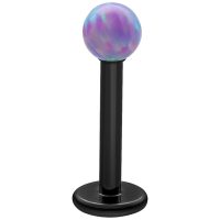 Opali Labret Light Periwinkle Pallolla, 5 mm Musta titaani labret Light Periwinkle opaalipallolla valkoisella taustalla