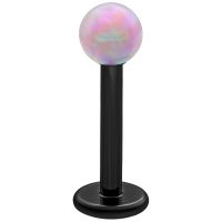 Rosa Opal Labret 5.0 mm - Musta Titaani Vaaleanpunainen synteettinen opaalilabret mustalla titaanitangolla valkoisella taustalla