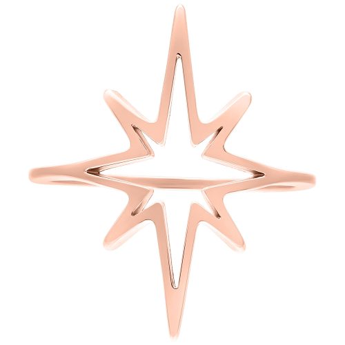 Ruusukultainen Polar Star -sormus valkoisella taustalla, sormuskoko 17 mm