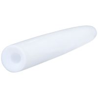Valkoinen, sileä PTFE-venytyssauva pyöristetyillä päillä valkoisella taustalla