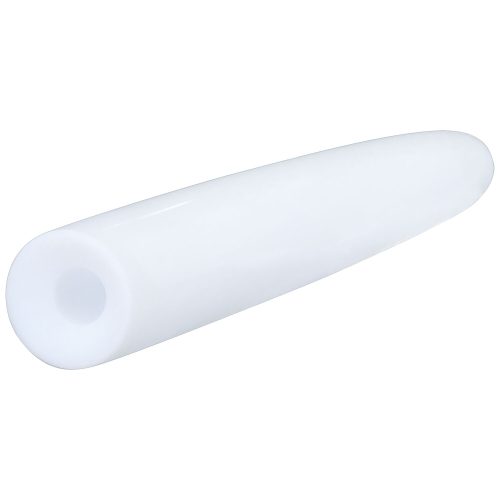 Valkoinen, sileä PTFE-venytyssauva pyöristetyillä päillä valkoisella taustalla