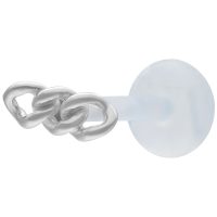 Hopeinen Chunky Chain Push Fit Labret Hopeinen labret, jossa on klobinen ketju ulkonäkö vaalealla taustalla