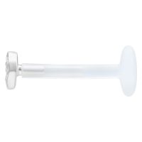 Hopeinen labret vasaroidulla päällä Hopeinen labret vasaroidulla päällä valkoisella taustalla