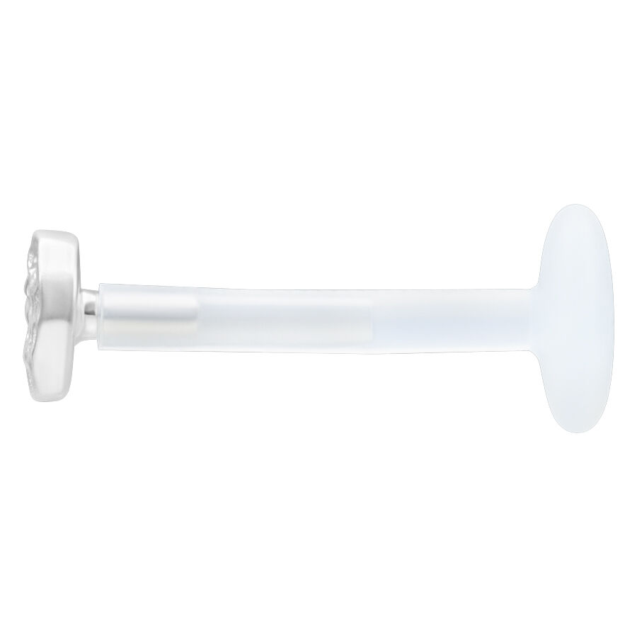 Hopeinen labret vasaroidulla päällä Hopeinen labret vasaroidulla päällä valkoisella taustalla