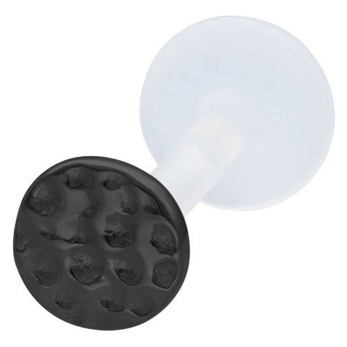 Musta Hammered Circle Labret Push Fit valkoisella taustalla
