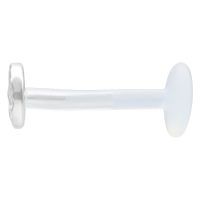 Hopeinen labret vasaroidulla, pyöreällä päällä valkoisella taustalla