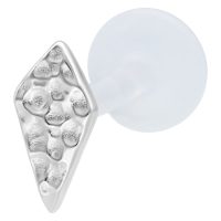 Hopeinen Rhombus Labret vasarakuviolla Hopeinen Rhombus Labret valkoisella taustalla PTFE-tangolla