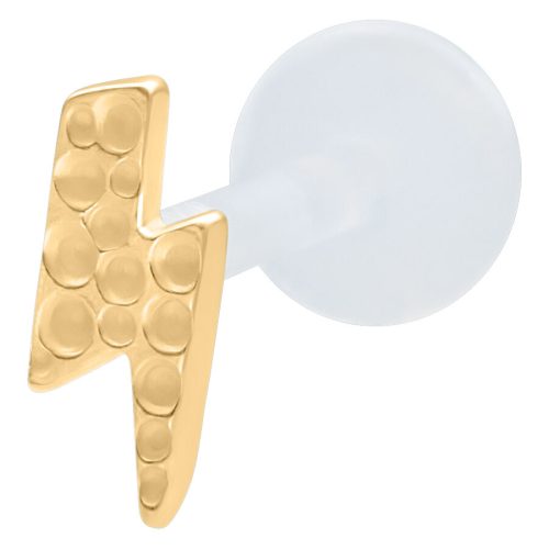 Kultainen Flash Labret, jossa on vasaroitu pinta, 5mm koko valkoisella taustalla