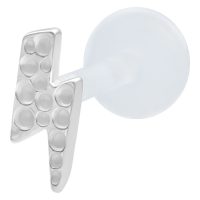 Hopeinen Flash Hammered Push Fit Labret Hopeinen labret salamakuvioinnilla valkoisella taustalla