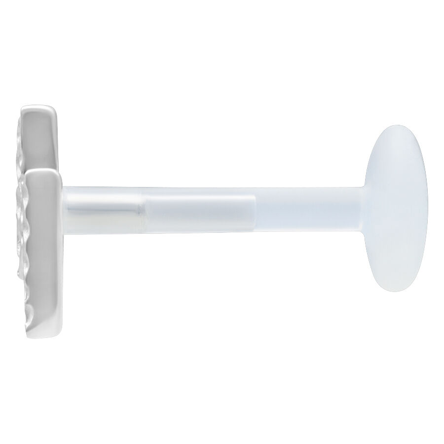Hopeinen Push Fit Labret 11,0 mm Hopeinen labret Push Fit -mekanismilla, pituus 11,0 mm, valkoisella taustalla