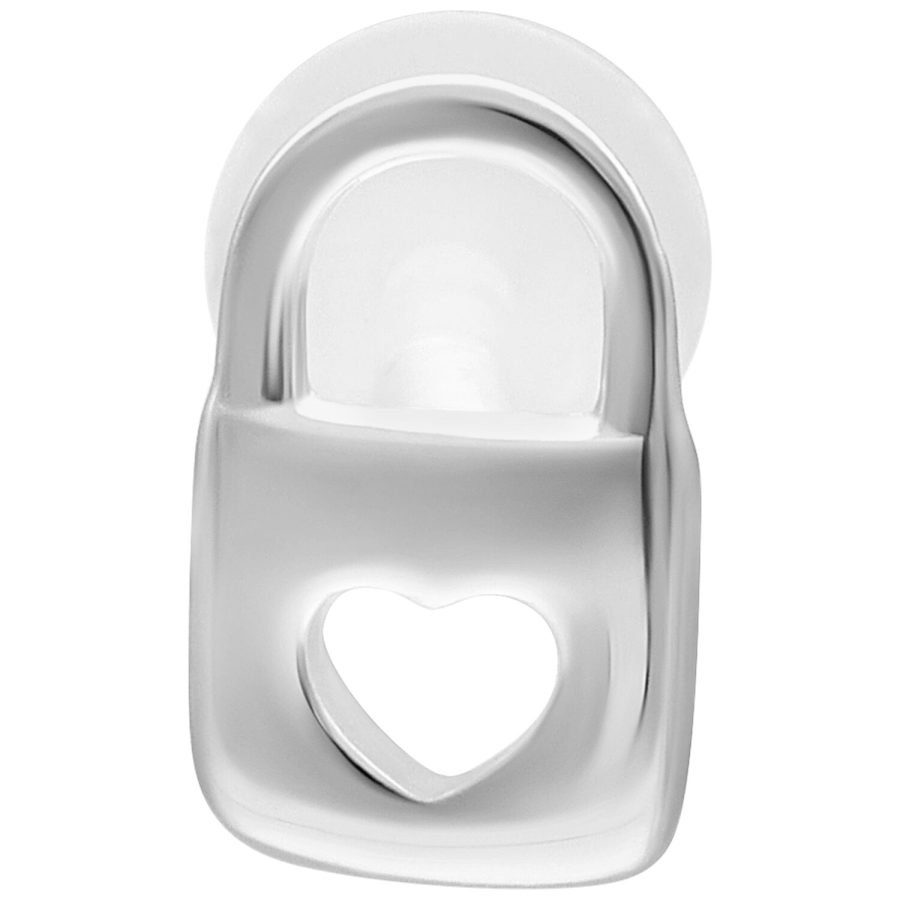 Hopeanvärinen labret sydämenmuotoisella designilla valkoisella taustalla