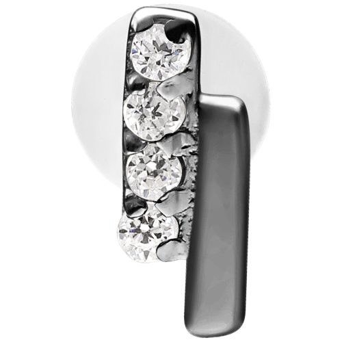 Crystal Double Bar Push Fit Labret mustana, 5,0 mm levy valkoisella taustalla