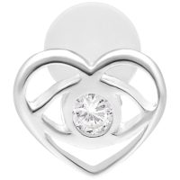 Hopeinen sydän labret kristallilla Hopeinen sydän labret kimaltelevalla kristallilla valkoisella taustalla