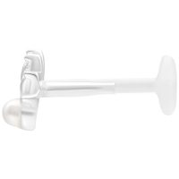 Hopeanvärinen labret helmikoristeella valkoisella taustalla