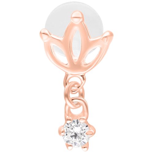 Ruusukultainen labret lootus-designilla ja säihkyvällä kivellä