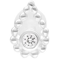 Hopeinen Bead Drop Push Fit Labret, 5 mm pitkä, valkoisella taustalla