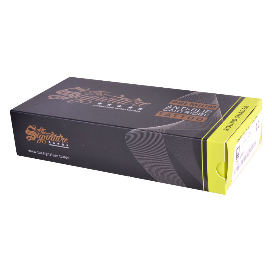 Round Shader Cartridges Box - 20 kpl Musta laatikko, jossa Round Shader Cartridges, keltainen etiketti, 20 kpl