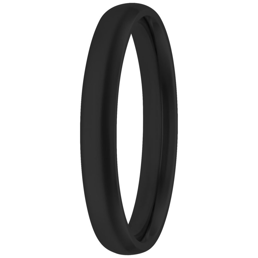 Musta rengas kirurginteräksestä, koko 17,0 mm, valkoisella taustalla