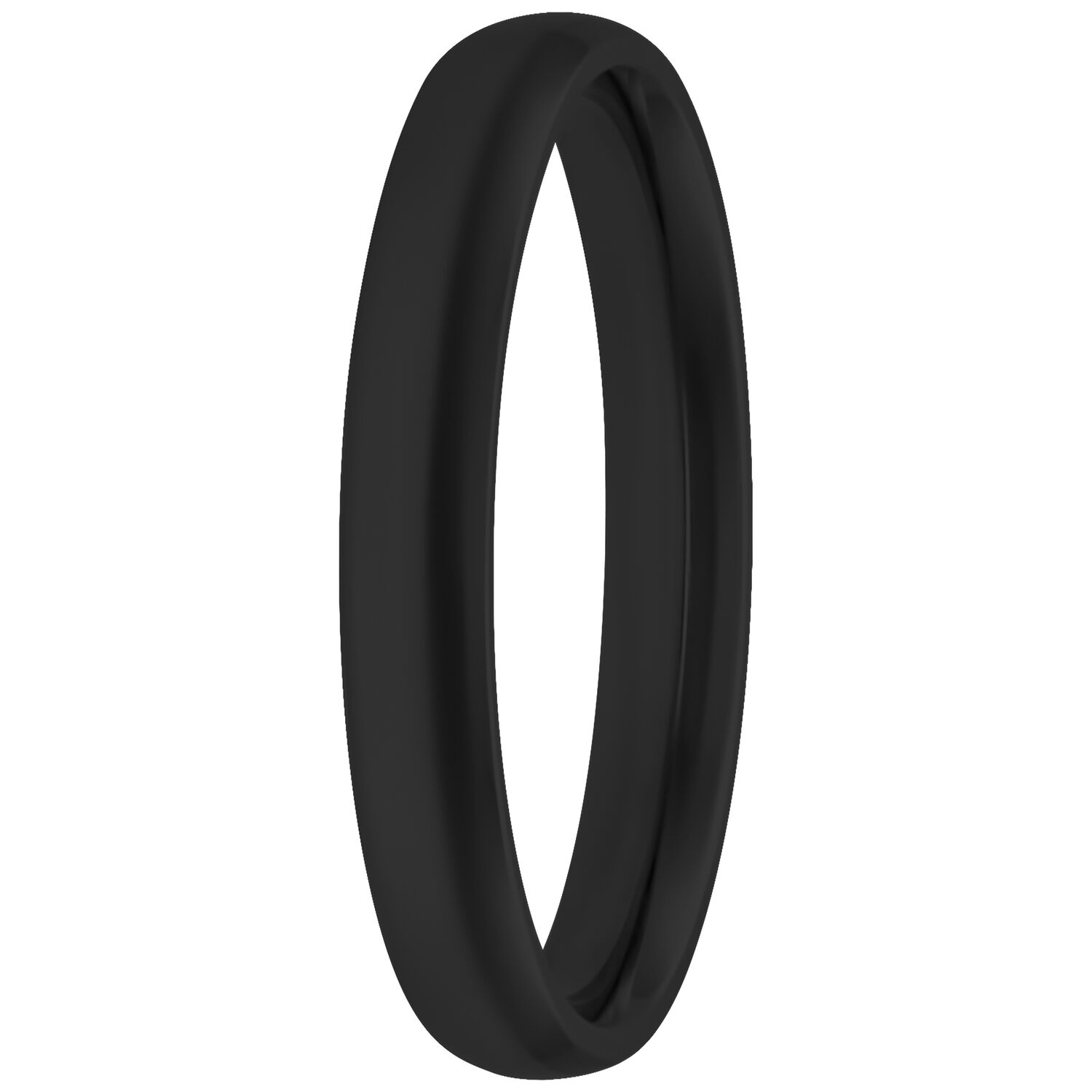 Musta rengas kirurginteräksestä, koko 17,0 mm, valkoisella taustalla