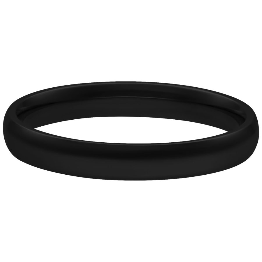 Musta sormus kirurginteräksestä 316L, koko 17,0 mm valkoisella taustalla