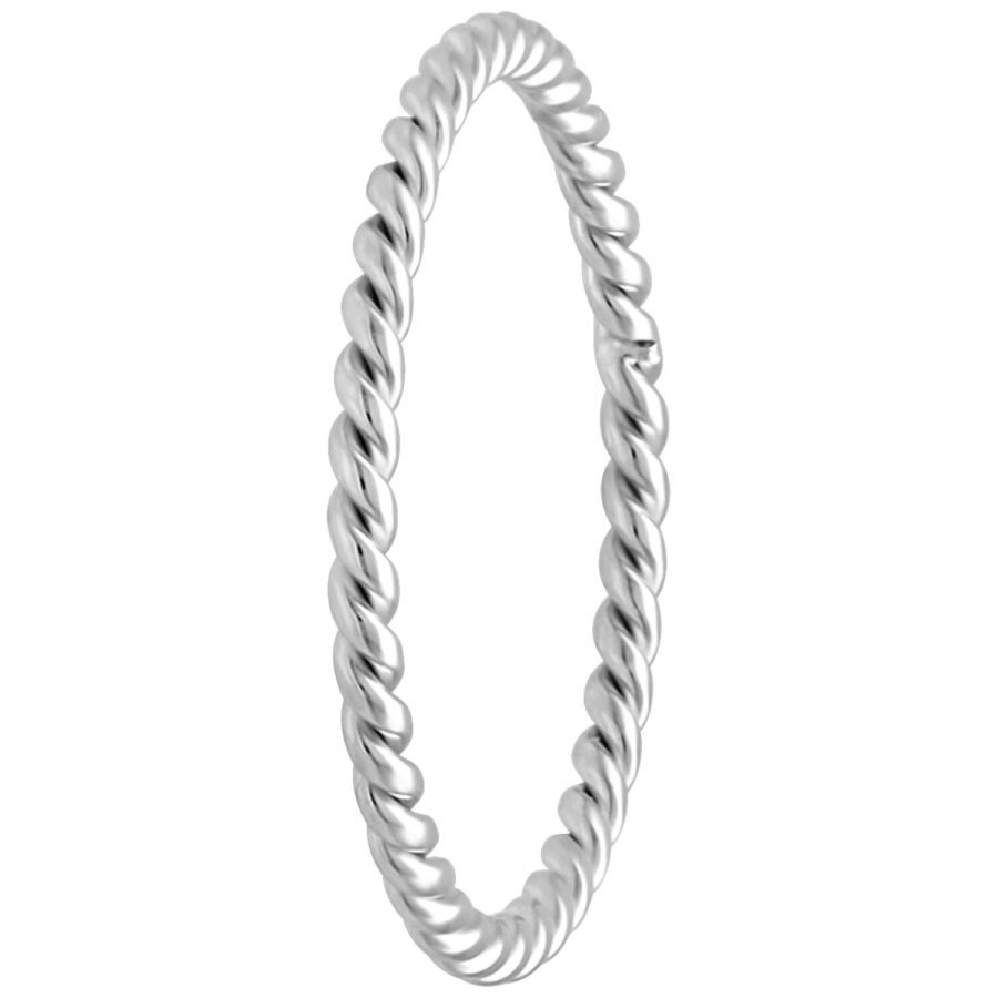 Elegantti hopeinen Twisted-sormus kirurginteräs 316L valkoisella taustalla